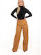 High-waisted Flared Trousers in Camel