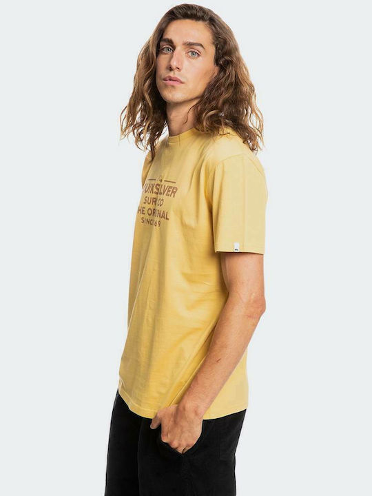 Quiksilver Ανδρικό T-shirt Κίτρινο με Λογότυπο