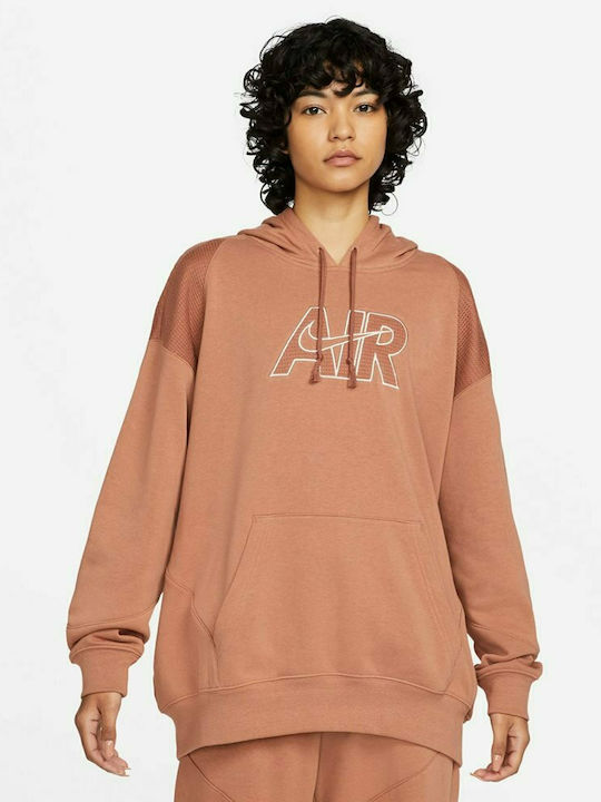 Nike Air Women's Long Hooded Fleece Sweatshirt Indian Red