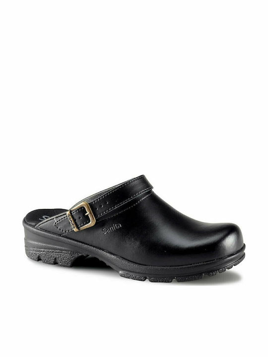 Sanita San Duty Din piele Anatomici Saboti Negre