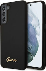 Guess Metal Logo Script Silicone Back Cover Black (Galaxy S22+ 5G)