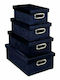 Plastic Storage Box with Lid Blue 4pcs