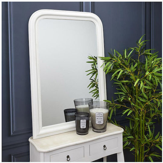 The Home Deco Factory Като Огледало за Стена с Бял Дърво Рамка 104x74см 1бр