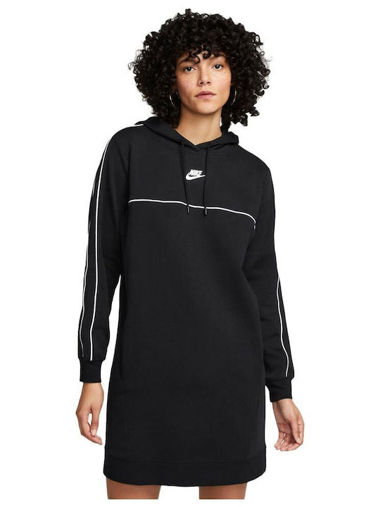 Nike Mini Athletic Dress Long Sleeve Hooded Black
