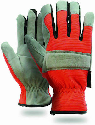 Kapriol Builder Gloves for Work Red GEO236 for Chainsaw Protection