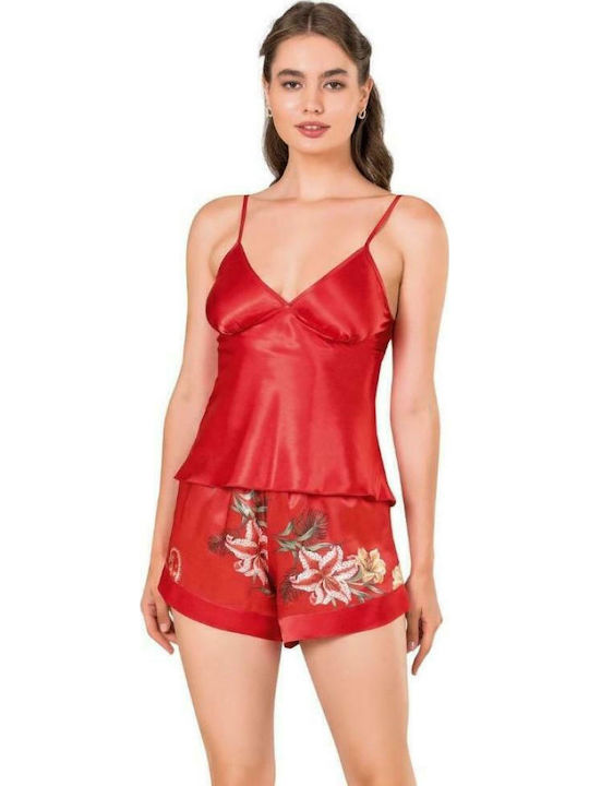 Moongirl Sommer Satin,σατεν Babydoll Rot Charlotte
