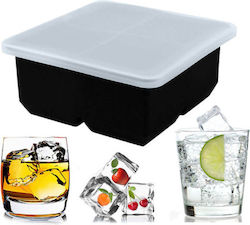 Silicone Ice Cube Tray 4 Slots with Lid Black