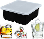 Silicone Ice Cube Tray 4 Slots with Lid Black