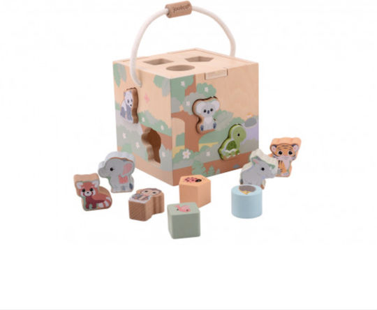 Joueco Shape Sorting Toy The Wildies Family made of Wood for 12++ Months