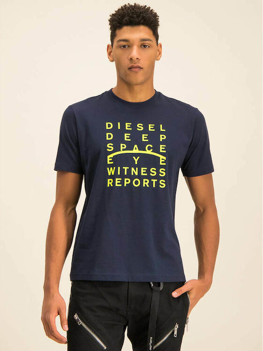 Diesel Ανδρικό T-shirt Navy Μπλε με Στάμπα