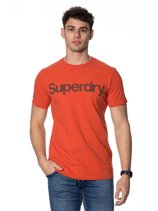 Superdry Ανδρικό T-shirt Πορτοκαλί με Λογότυπο