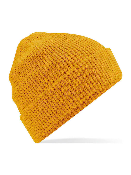 Cotton Waffle Beanie Ανδρικός Σκούφος Πλεκτός Mustard