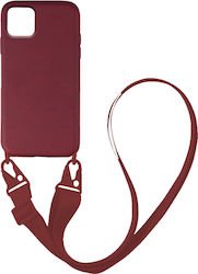 Sonique Carryhang Liquid Back Cover Silicone 0.5mm with Strap Burgundy (iPhone 13)