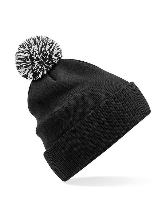 Beechfield Snowstar Пом пом шапка Мъжки Шапка Плетена в Черно цвят