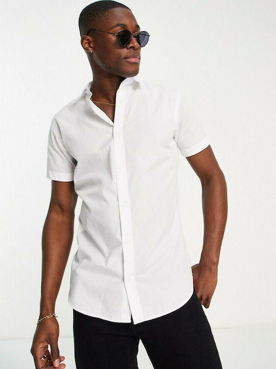 Jack & Jones Men's Shirt Short Sleeve Cotton White