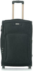 RCM 16108 Cabin Travel Suitcase Fabric Black with 4 Wheels Height 55cm.