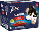 Purina Felix Fantastic Hrană umedă pentru Pisică Adultă în Pungă 24x85gr