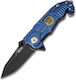 AlpinPro Pocket Knife Survival Blue with Blade made of Stainless Steel