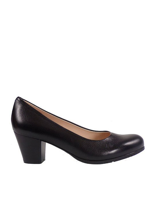 Leather Black Medium Heels
