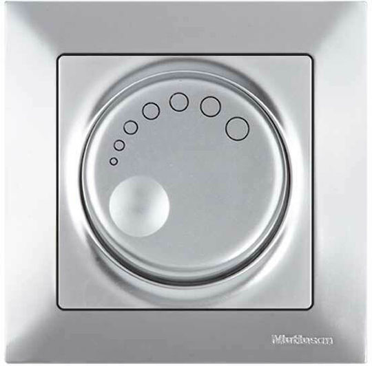 Mutlusan Candela Χωνευτός Διακόπτης Dimmer με Πλαίσιο Universal Περιστροφικός 300W σε Ασημί Χρώμα