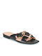 Sameya Leder Flache Sandalen für Damen in Schwarz Farbe