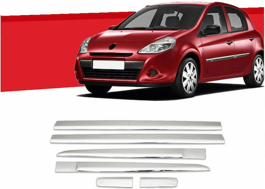 S-dizayn Защитни за Врати на кола Декоративна хромирана молдинг за Renault Clio 5D 2006+ 6 броя 6бр Сребрист