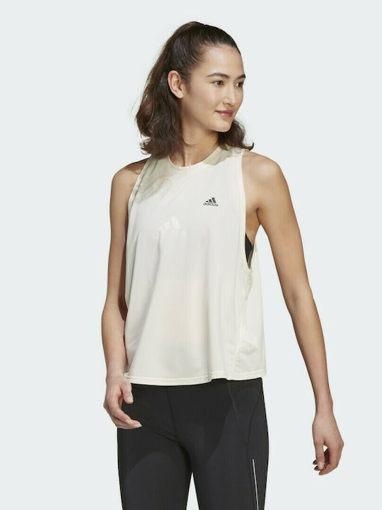 Adidas Run Icons Αμάνικη Γυναικεία Αθλητική Μπλούζα Wonder White