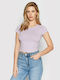 Vero Moda Damen Sommer Crop Top Baumwolle Kurzarm Lavendula