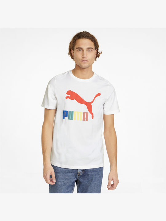 Puma Classics T-shirt Bărbătesc cu Mânecă Scurtă Alb