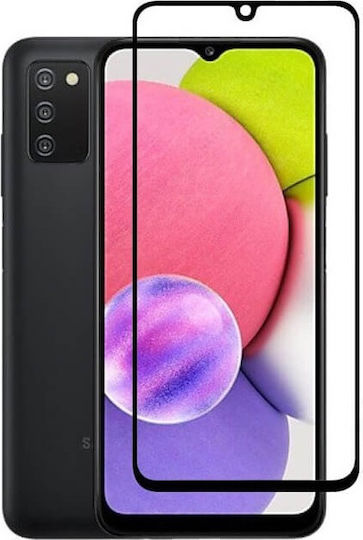 9H Пълно лепило Закалено стъкло за цялото лице Черен (Galaxy A03s)