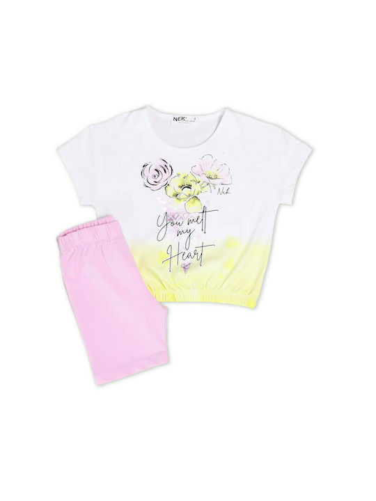 Nek Kids Wear Kids Set with Leggings Summer 2pcs White