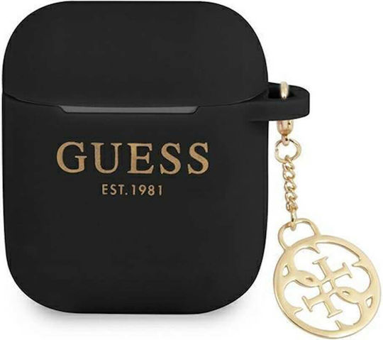 Guess Charm Θήκη Σιλικόνης σε Μαύρο χρώμα για Apple AirPods 1 / AirPods 2