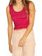 Damen Sommer Crop Top Ärmellos Bright Rose