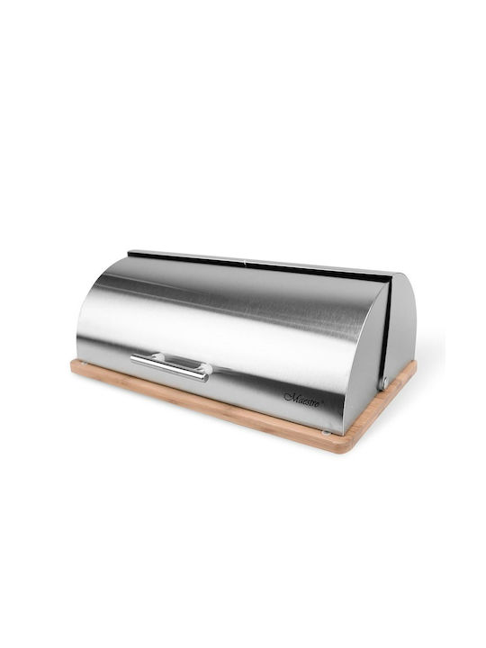 Maestro Metallic Bread Box with Lid Silver