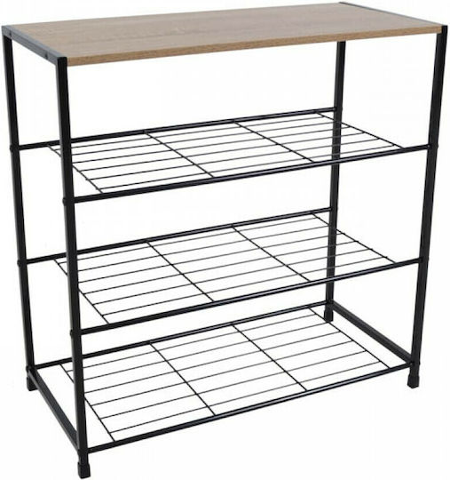 Metall Schuhschrank mit 3 Regalen Natural / Black L63xW30xH63cm Metall Schuhschrank mit 3 Regalen Natural / Black L63xW30xH63cm