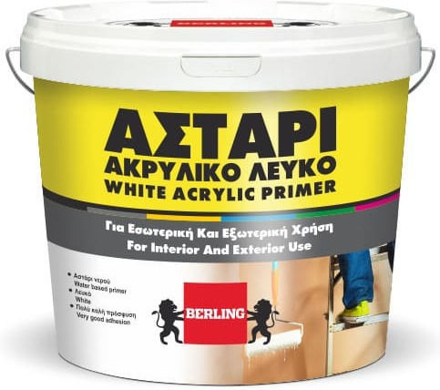 Berling White Acrylic Primer Λευκό Suitable for Masonry 4lt