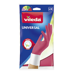 Vileda Γάντια Καθαριότητας Universal Πλαστικά Large Ροζ 2τμχ