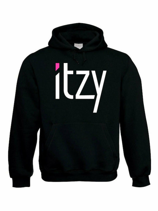Itzy - Logo Φούτερ με Κουκούλα σε Μαύρο χρώμα