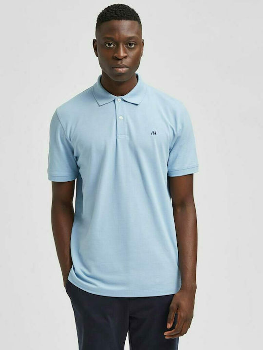 Selected Ανδρικό T-shirt Polo Γαλάζιο