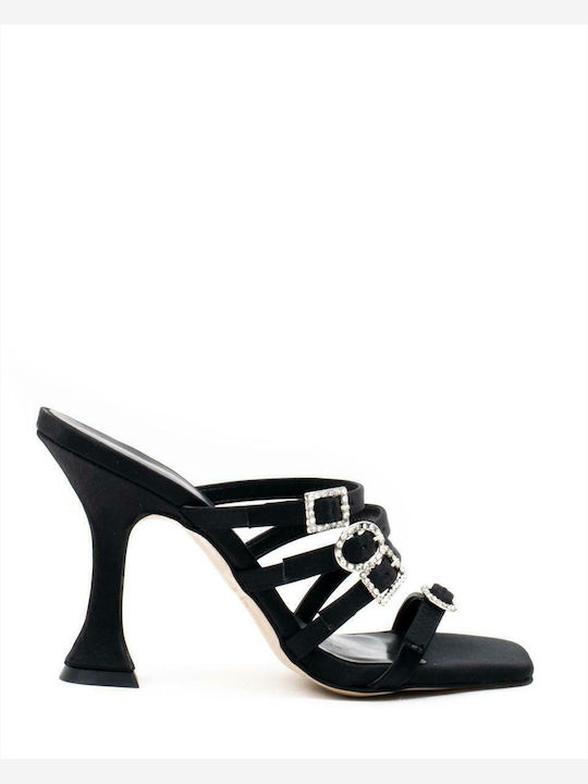 Sante Stoff Sandalen mit Strass Schwarz