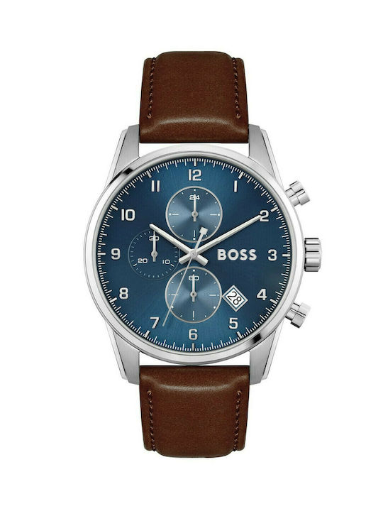 Hugo Boss Uhr Chronograph Batterie mit Braun Metallarmband