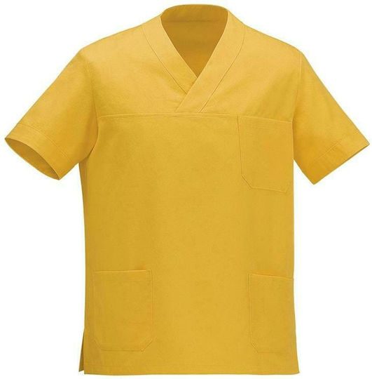 Egochef Μπλούζα Σεφ Unisex Κίτρινη με Κοντό Μανίκι Leonardo