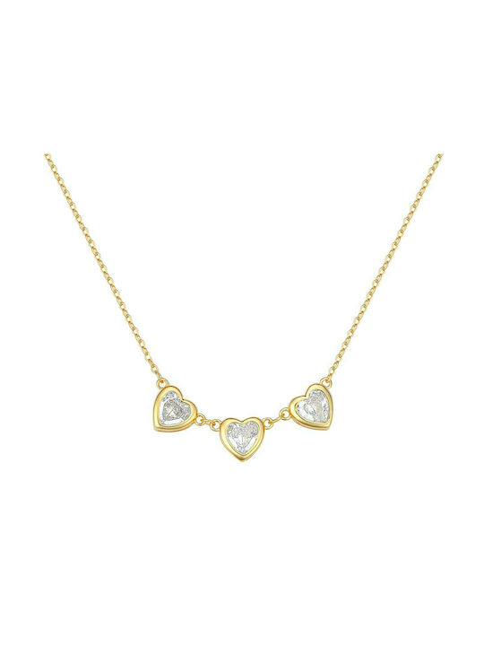 Prince Silvero Necklace with design Heart from Gold Plated Silver with Zircon