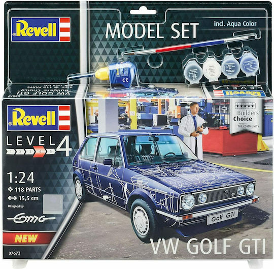 Revell Volkswagen Golf Gti "Builders Choice" Figurină de Modelism Mașină 121 Piese la Scară 1:24 cu Lipici și Culori 15.4cm.
