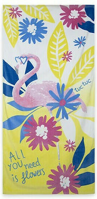 Tuc Tuc Kids Beach Towel Yellow Flamingo 150x75cm