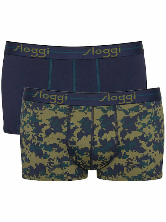 Sloggi Men's Boxers Navy Blue / Green 2Pack