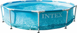 Intex Beachside Metal Frame Schwimmbad PVC mit Metallic-Rahmen & Filterpumpe 305x305x76cm