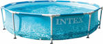 Intex Beachside Metal Frame Swimming Pool PVC with Metallic Frame & Filter Pump 305x305x76cm