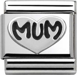 Nomination MUM Metallic Threaded Motif for Jewelry in Shape Heart from 925 Silver 330101/12