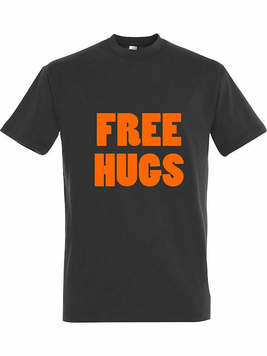 T-shirt Unisex " FREE HUGS ", Dark Grey